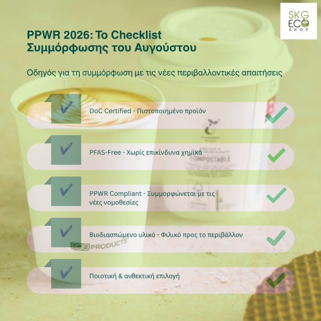 PPWR 2026: Οδηγός Επιβίωσης για το Ho.Re.Ca. – Το Checklist Συμμόρφωσης του Αυγούστου DoC Certified Πιστοποιημένο προϊόν
